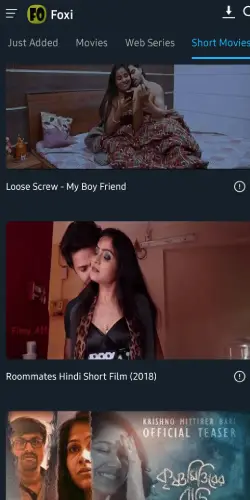 Foxi App Screenshot - Short Movies